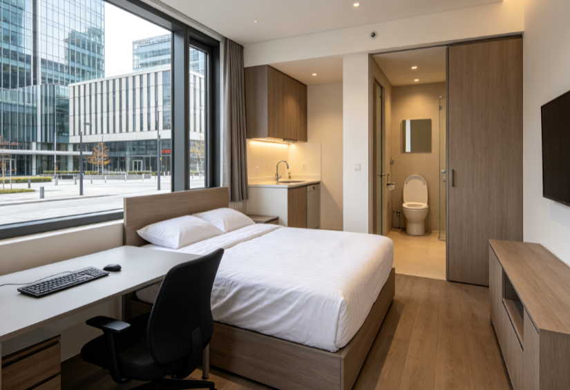 Serviced Apartment Near Commercial Hubs | Standardized Management – Ideal for Short Stays